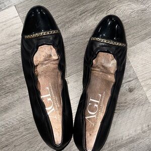AGL Black Flats with Gold Detailing